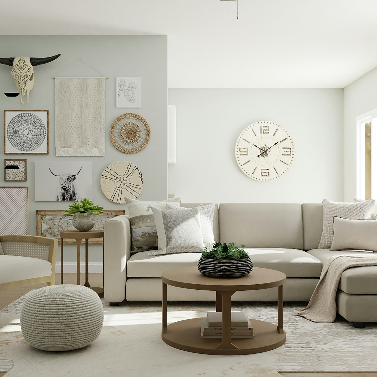 Furnished living room interior, the kind of scene built with the 3D furniture library